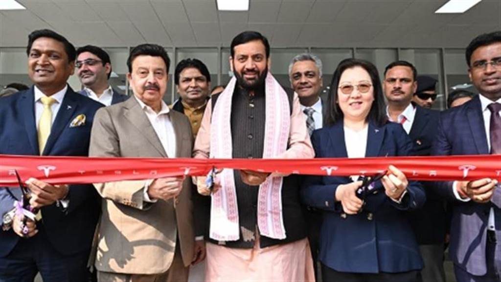 Chief Minister Naib Singh Saini inaugurated the countrys first AllinOne center of Tesla India Motors in Gurugram
